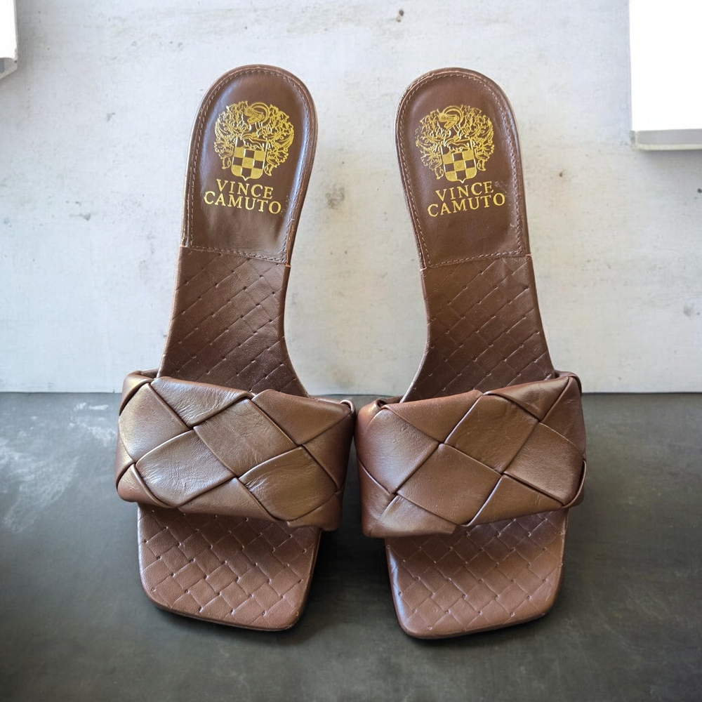 Vince Camuto Tan Woven Heeled Sandals